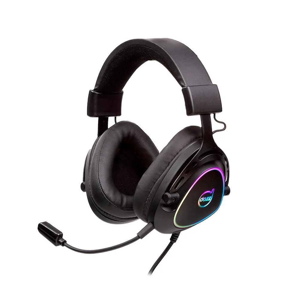 HEADSET DAZZ GAMER THRUSTHEAR 7.1 SURROUND VIRTUAL USB TIPO-C PC/PS3/PS4/PS5/MOBILE RAINBOW PRETO(A)