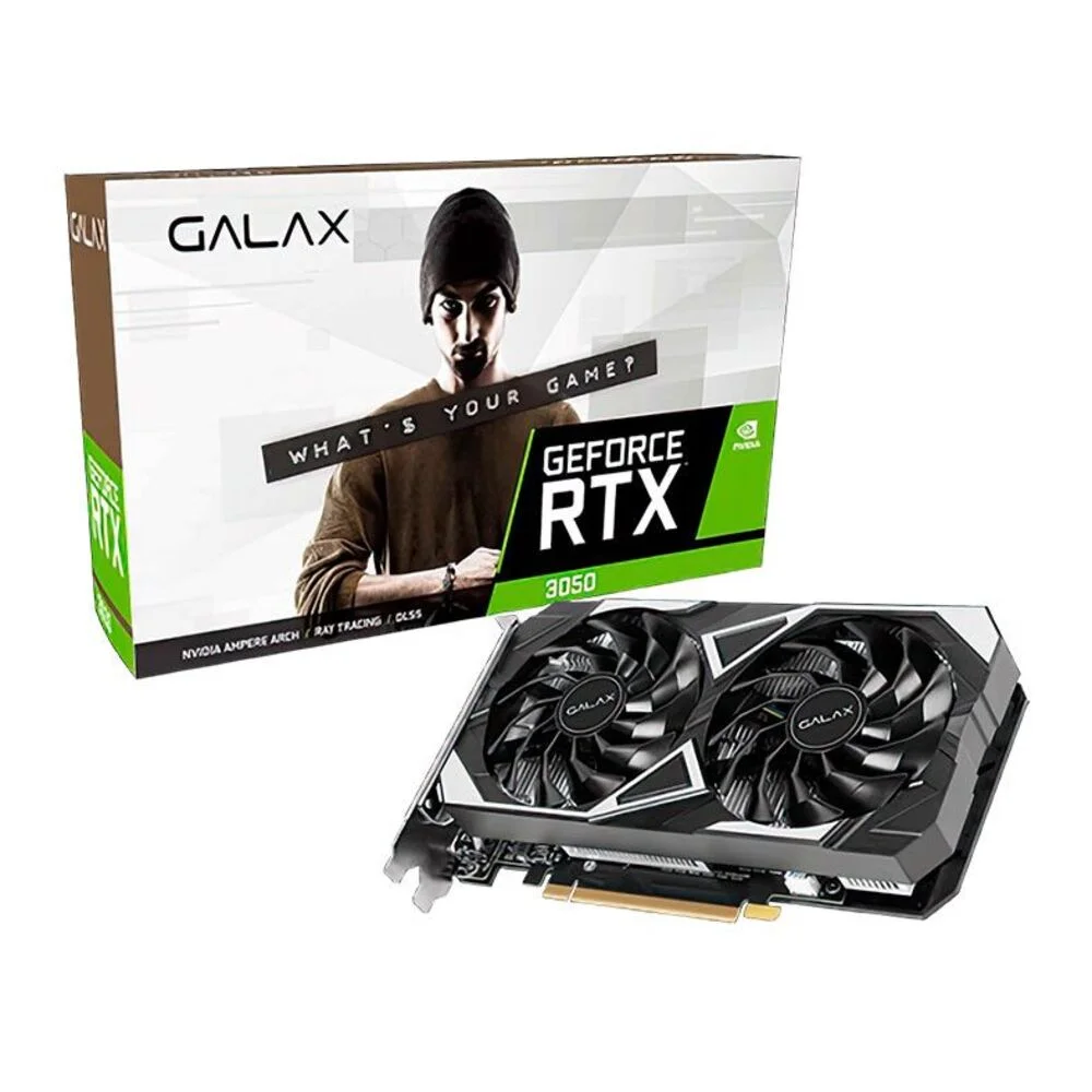 PLACA DE VÍDEO GALAX GEFORCE RTX 3050 EX V2 1-CLICK OC 6GB GDDR6 96-BIT PRETO (A)