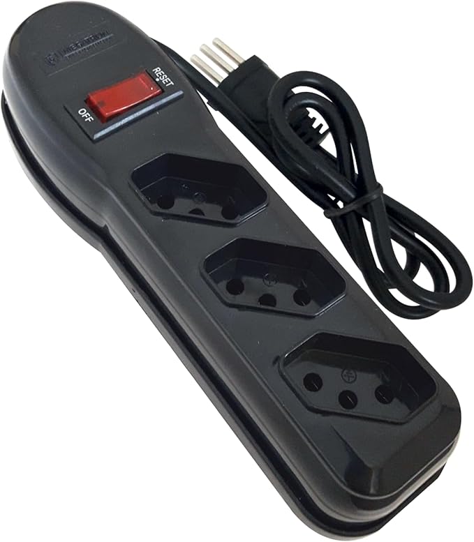 FILTRO DE LINHA MEGATRON CIRCUIT BREAKER 4 TOMADAS PP 3X0,75 1M - PRETO (A)