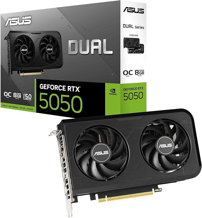 PLACA DE VIDEO ASUS DUAL RTX 5050 OC 8G NVIDIA GEFORCE 8GB GDDR6 128BIT DLSS 4 (2 FANS) - PRETO (A)