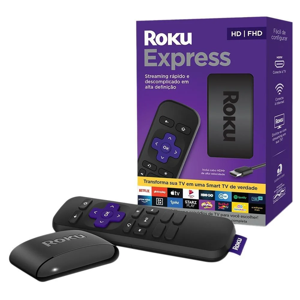 CONVERSOR ROKU EXPRESS DISPOSITIVO STREAMING PLAYER FHD C/CONTROLE REMOTO PRETO(A)
