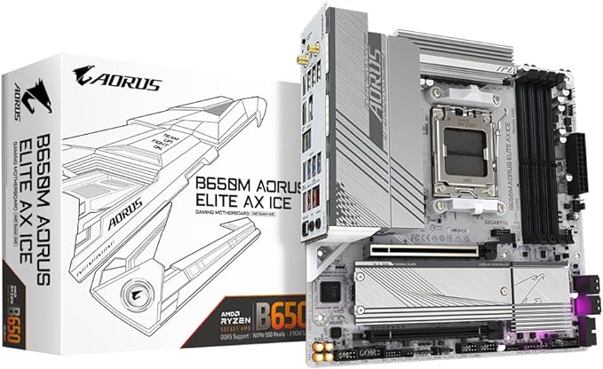 PLACA MAE GIGABYTE B650 AORUS ELITE AX ICE AM5 (4 SLOTS) DDR5 M2/BLUETOOTH BRANCO(A)