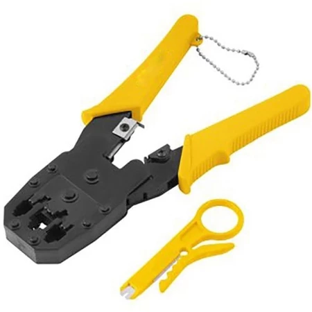 ALICATE HAYOM CRIMPADOR AI1003 RJ45 RJ11 RJ12 PRETO/AMARELO