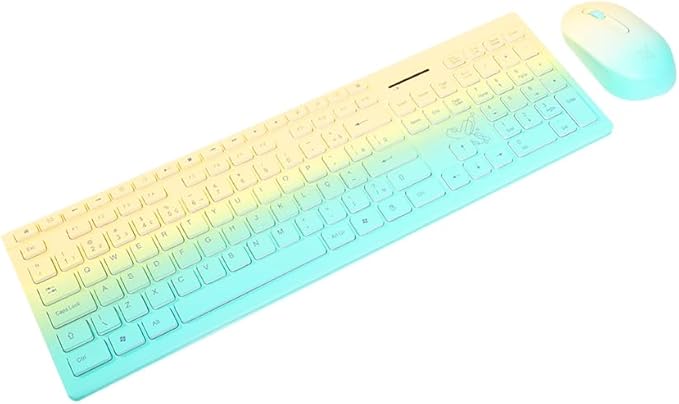 TECLADO/MOUSE (COMBO) MULTIMIDIA DELUXE PRO SEM FIO 2.4G VERDE/AMARELO