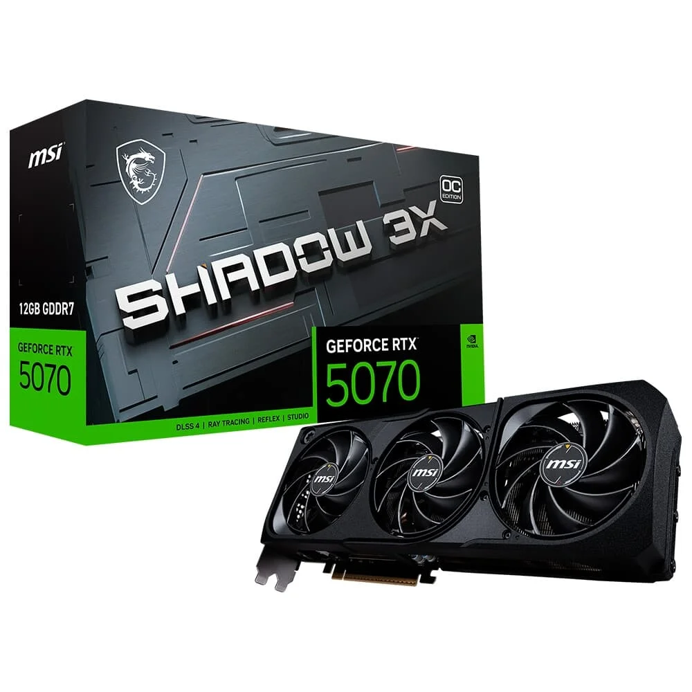 PLACA DE VÍDEO MSI RTX 5070 12GB GDDR7 192 BITS SHADOW 3X OC - PRETO (A)