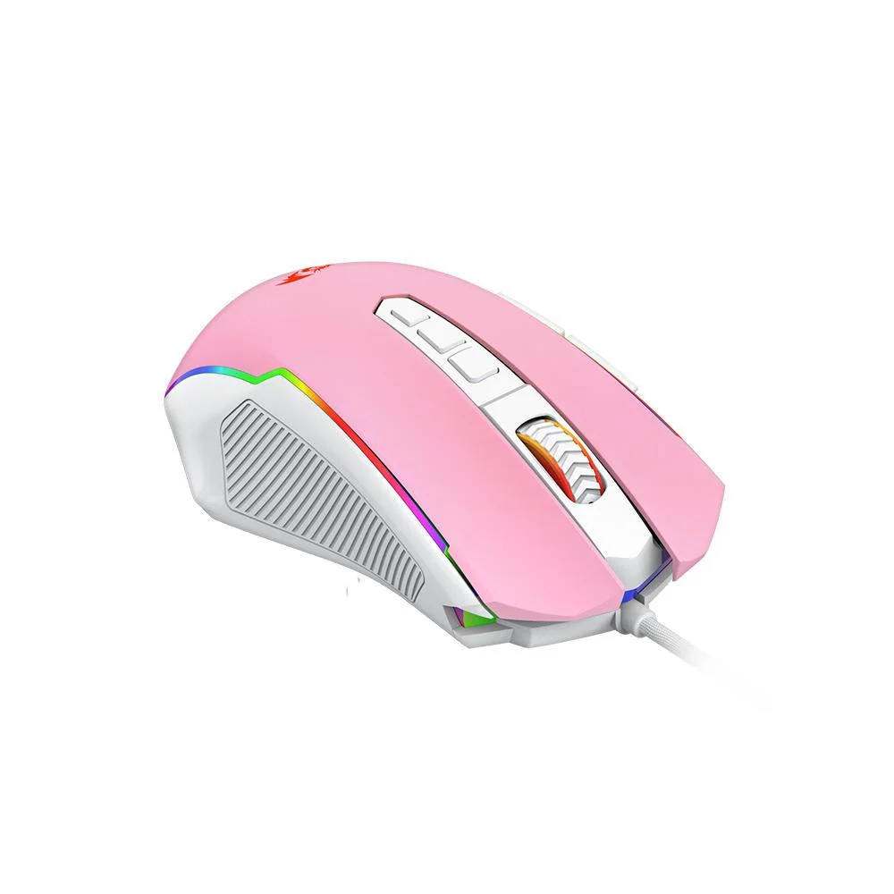 MOUSE REDRAGON GAMER RANGER  9 BOTOES 12400DPI RGB BRANCO/ROSA