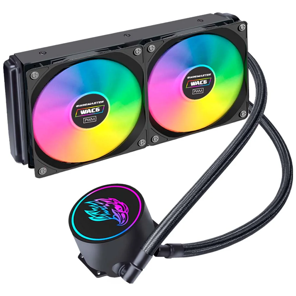 WATER COOLER KMEX WAC6 240MM 2XCOOLERS INTEL/AMD 2 FANS RAINBOW PRETO(A)