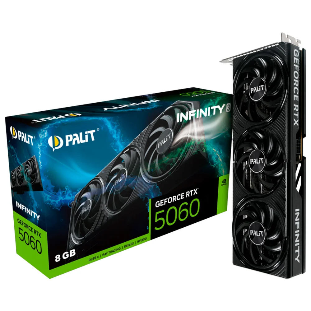 PLACA DE VIDEO PALIT GEFORCE RTX 5060 INFINITY 3, 8GB GDDR7, 128BITS, DLSS4, 3 FANS