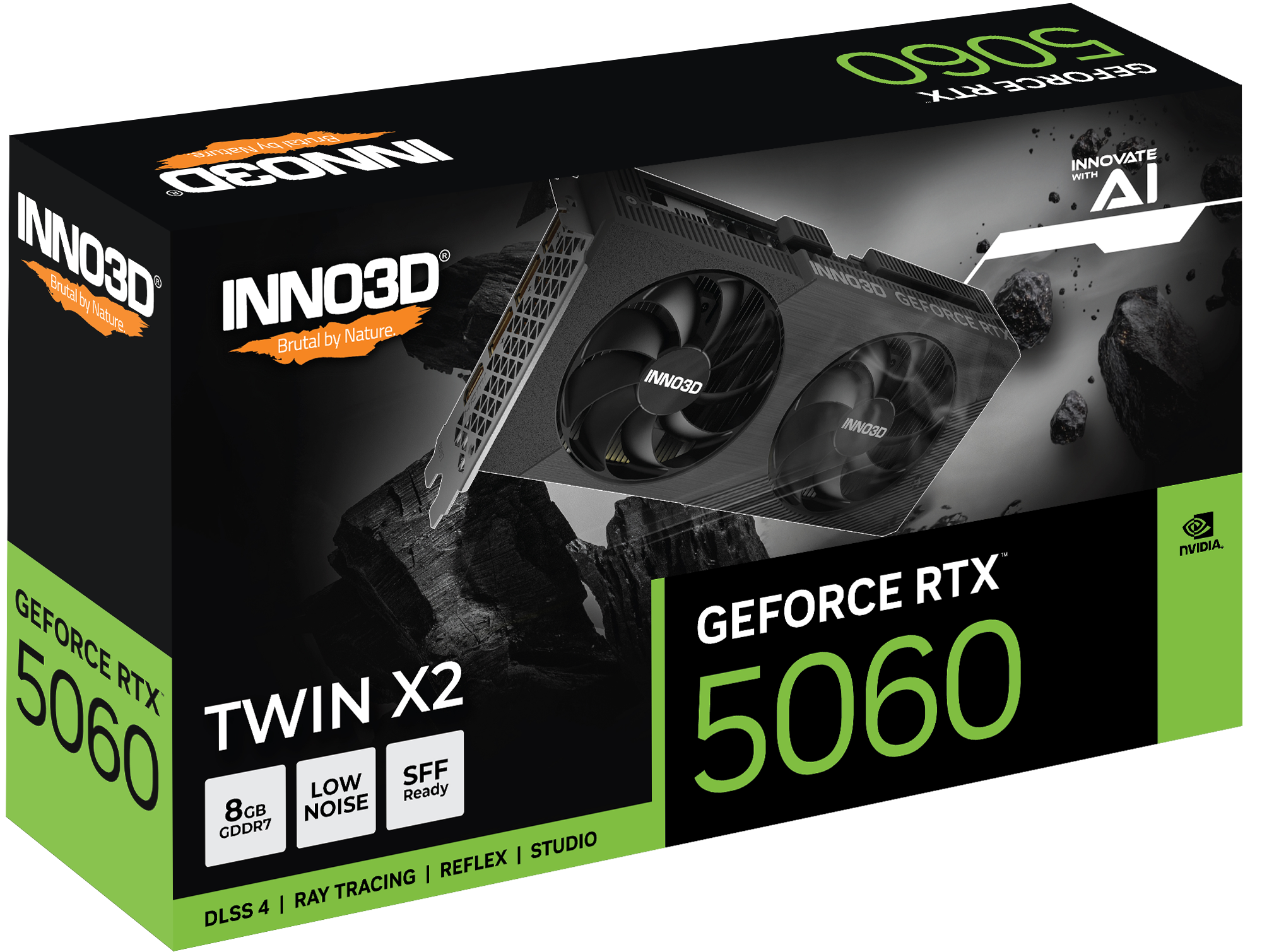 PLACA DE VIDEO INNO3D GEFORCE RTX 5060 TWIN X2 8GB 128Bits GDDR7 PRETO(A)