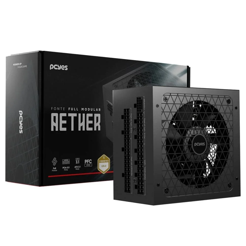 FONTE GAMER PCYES AETHER 850W FULL MODULAR CYBENETICS GOLD - PRETO (A)
